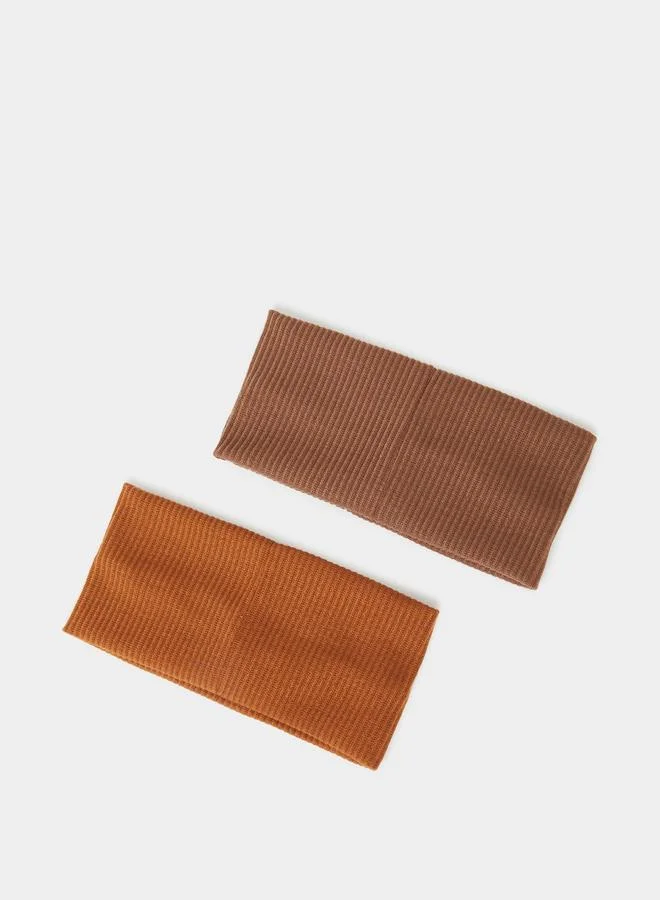 ستايلي مجموعة من 2 طوق شعر بتفاصيل مضلعة